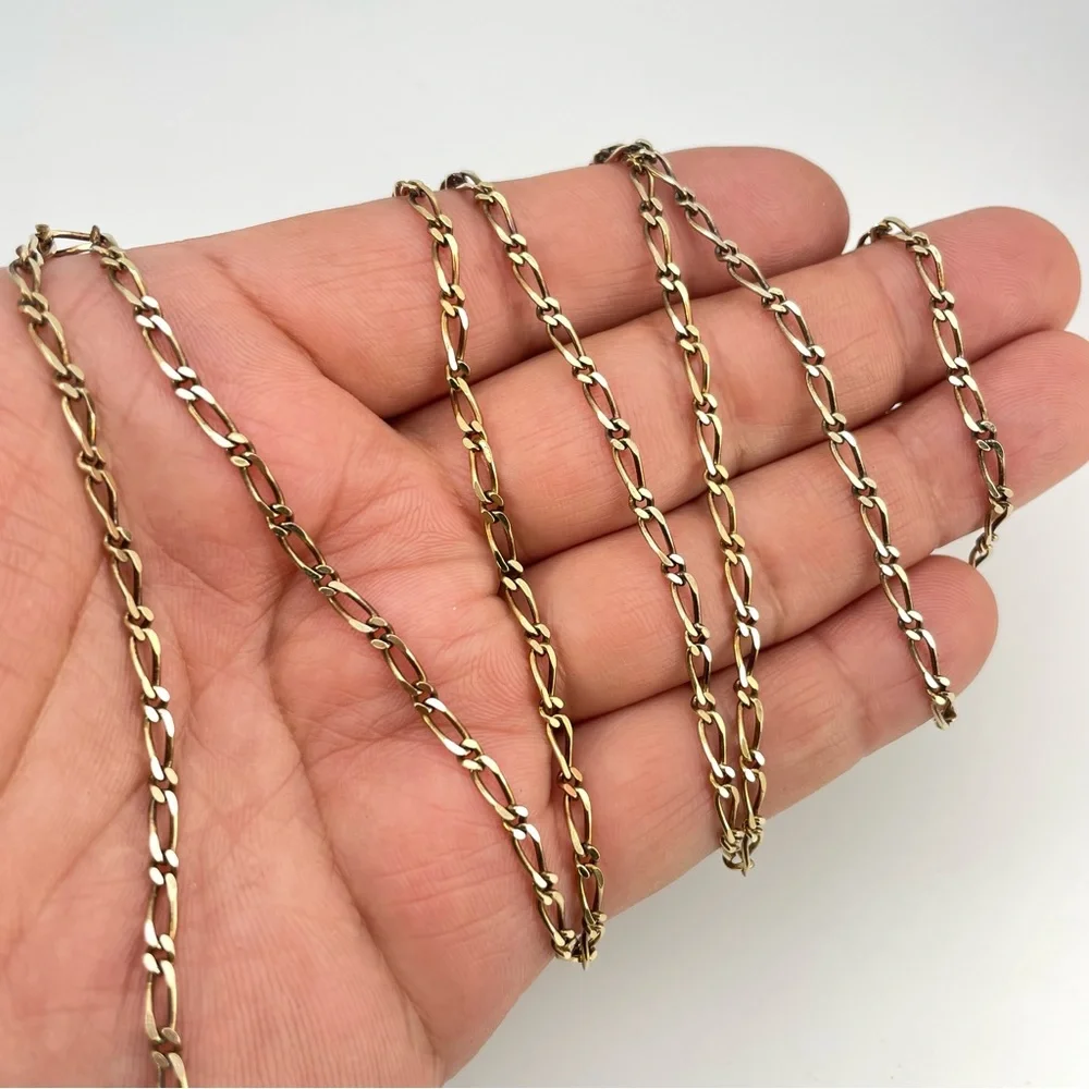 Beautiful Sterling Silver Italy Milor Figaro Chain Necklace 30” Long